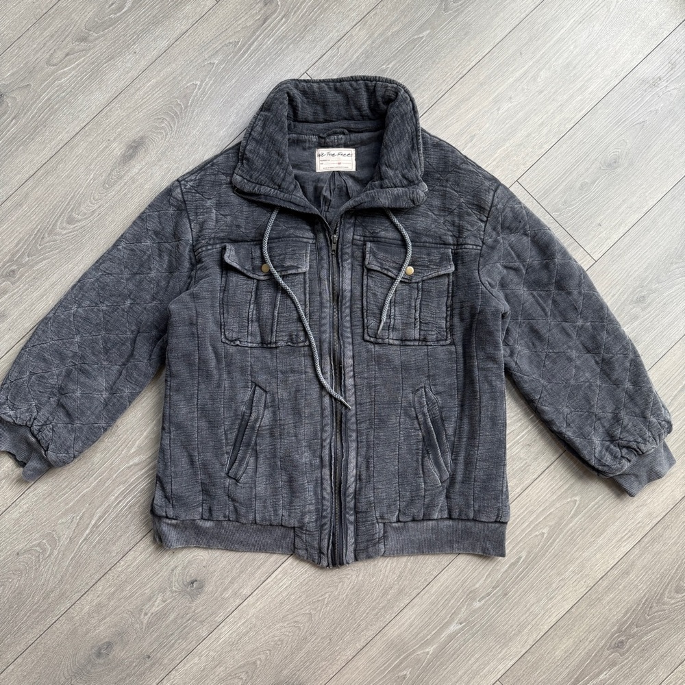 We The Free Women's Quilted Utility Jacket in Charcoal Gray
